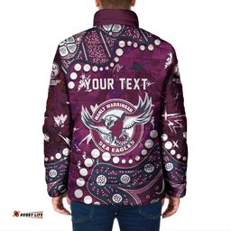 Personalized Manly Warringah Sea Eagles Padded Jacket Aboriginal Pattern with Graffiti Style Design TS04