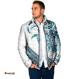 Kahui Whetu Paua shell Kowhaiwhai Taniko Personalised Padded Jacket Turtle Tattoo Maori Tribal Style LT9