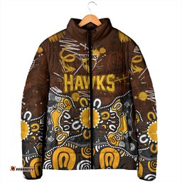Personalized Hawthorn Hawks Padded Jacket Aboriginal Dot Painting Graffiti Style TS04