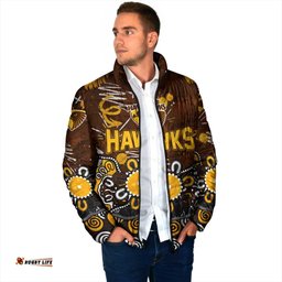 Personalized Hawthorn Hawks Padded Jacket Aboriginal Dot Painting Graffiti Style TS04