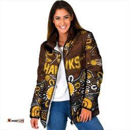 Personalized Hawthorn Hawks Padded Jacket Aboriginal Dot Painting Graffiti Style TS04