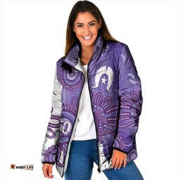 NAIDOC Week 2026 Padded Jacket 50 Years Deadly Dhari Purple Aboriginal Art LT14