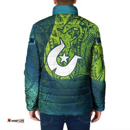 Torres Strait Islands Padded Jacket Vibrant Polynesian Tribal Pattern Art TS04