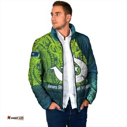 Torres Strait Islands Padded Jacket Vibrant Polynesian Tribal Pattern Art TS04