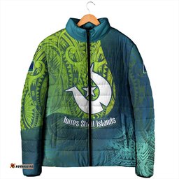 Torres Strait Islands Padded Jacket Vibrant Polynesian Tribal Pattern Art TS04
