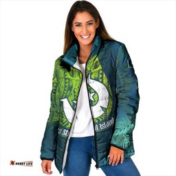 Torres Strait Islands Padded Jacket Vibrant Polynesian Tribal Pattern Art TS04