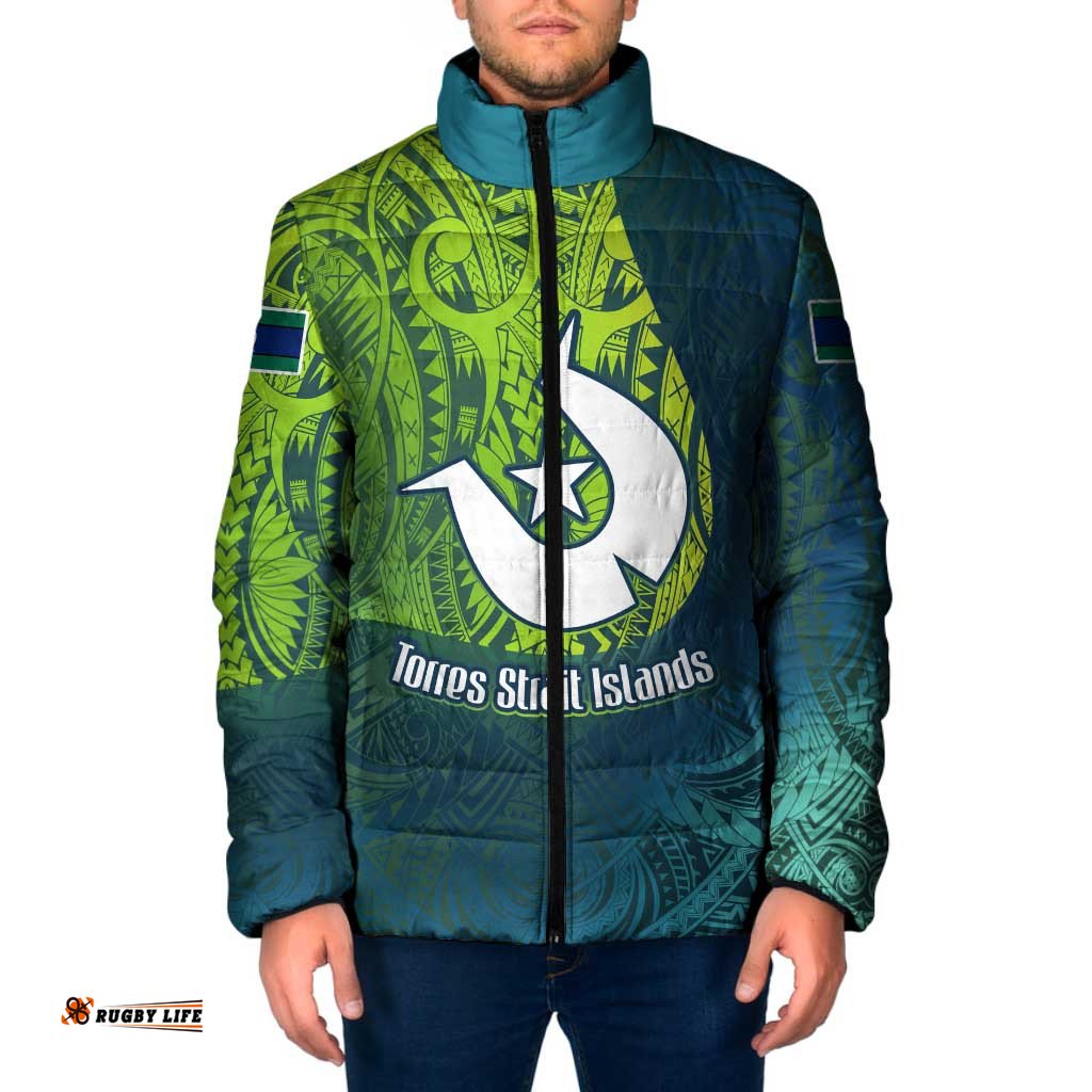 Torres Strait Islands Padded Jacket Vibrant Polynesian Tribal Pattern Art TS04