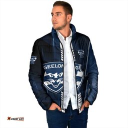 Personalized Geelong Cats Padded Jacket Modern Geometric Sports Graphic Style TS04