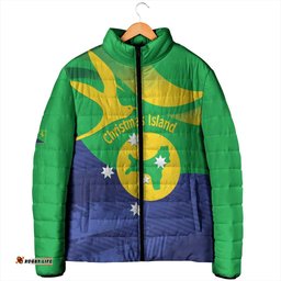 Personalised Australia Christmas Island Padded Jacket Wilayah Pulau Krismas Flag Color LT14