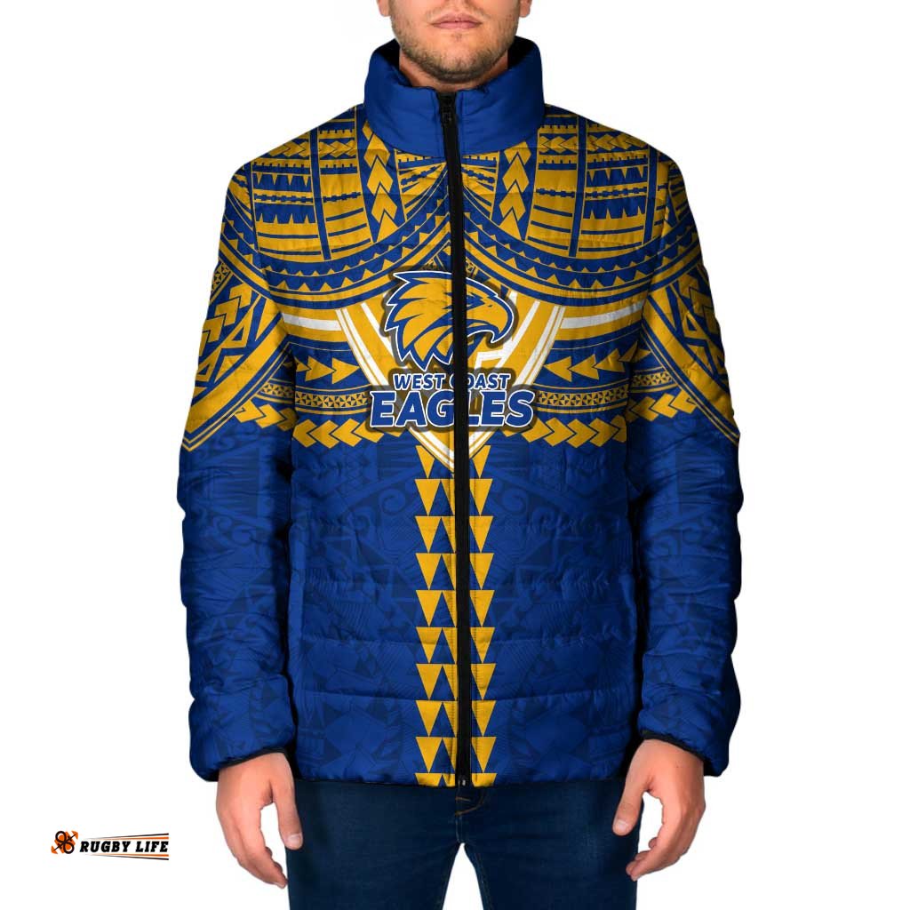 Personalized West Coast Eagles Padded Jacket Polynesian Tribal Pattern Heritage Football TS04