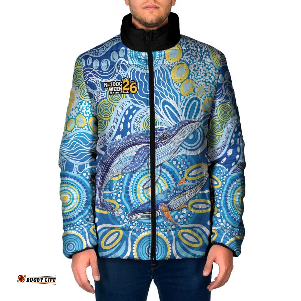 NAIDOC Week 2026 Padded Jacket Dreaming of Whales Aboriginal Dot Art LT9