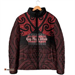 Personalised Keep Maori Wards New Zealand Padded Jacket Stronger Together Aotearoa Taniko LT14