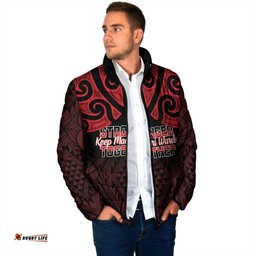 Personalised Keep Maori Wards New Zealand Padded Jacket Stronger Together Aotearoa Taniko LT14