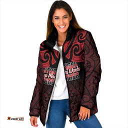 Personalised Keep Maori Wards New Zealand Padded Jacket Stronger Together Aotearoa Taniko LT14