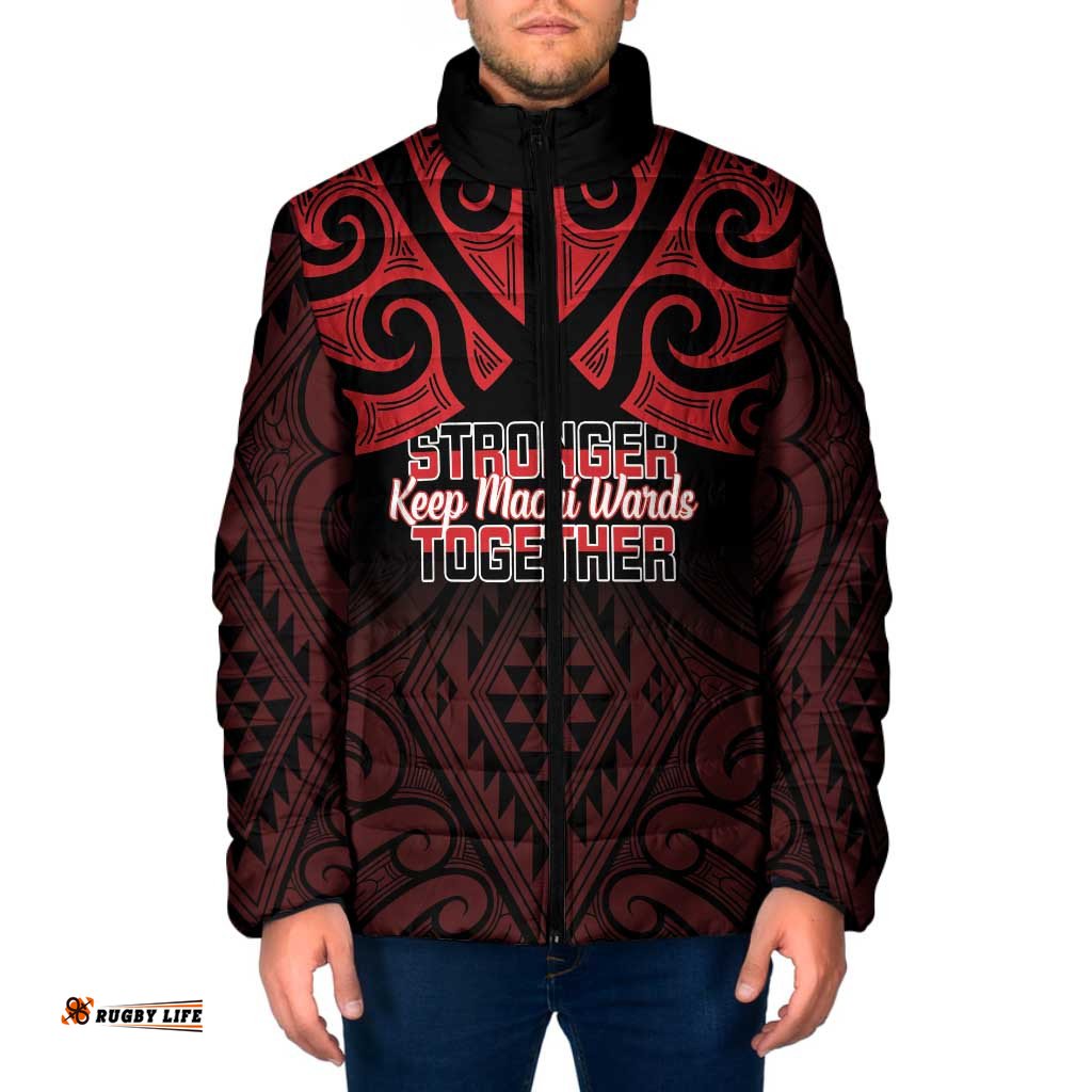 Personalised Keep Maori Wards New Zealand Padded Jacket Stronger Together Aotearoa Taniko LT14