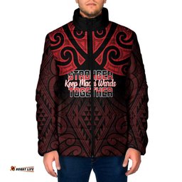 Personalised Keep Maori Wards New Zealand Padded Jacket Stronger Together Aotearoa Taniko LT14
