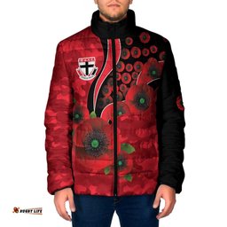 St Saints ANZAC Personalised Padded Jacket Lest We Forget Poppy Camo LT9
