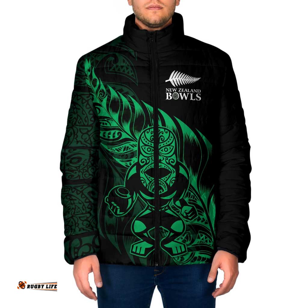 New Zealand Lawn Bowls Custom Padded Jacket Green Maori Warrior Tribal Silver Fern LT9