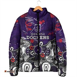 Personalized Fremantle Dockers Padded Jacket Aboriginal Dot Painting Graffiti Style TS04