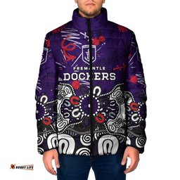 Personalized Fremantle Dockers Padded Jacket Aboriginal Dot Painting Graffiti Style TS04