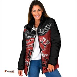 Personalised Aotearoa Toitu Te Tiriti Padded Jacket Taniwha Tribal Motifs LT03
