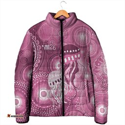NAIDOC Deadly 50 Years Padded Jacket Jellyfish Aboriginal Culture Inspired Pink LT9