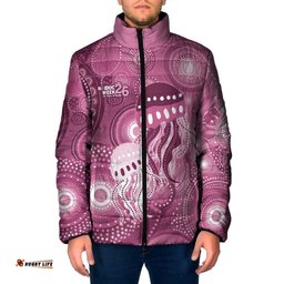 NAIDOC Deadly 50 Years Padded Jacket Jellyfish Aboriginal Culture Inspired Pink LT9