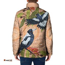 Magpies On Eucalyptus Australia Aboriginal Padded Jacket LT7