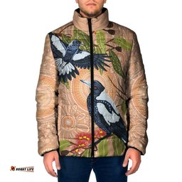 Magpies On Eucalyptus Australia Aboriginal Padded Jacket LT7
