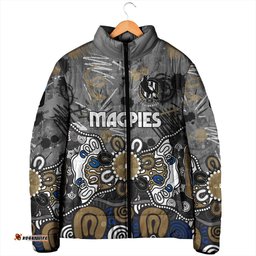 Personalized Collingwood Magpies Padded Jacket Aboriginal Dot Painting Graffiti Style TS04