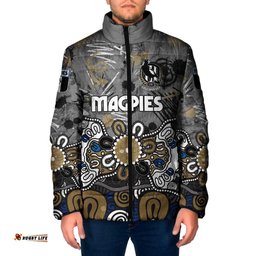 Personalized Collingwood Magpies Padded Jacket Aboriginal Dot Painting Graffiti Style TS04