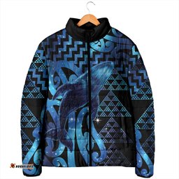 Humpback Whale Matariki New Zealand Padded Jacket NZ Maori Paikea Poutama Luxury Blue LT14