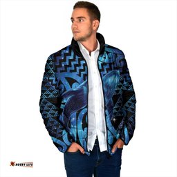 Humpback Whale Matariki New Zealand Padded Jacket NZ Maori Paikea Poutama Luxury Blue LT14