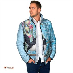 Willie wagtail Australia Padded Jacket Eucalyptus Blossoms Aboriginal Art LT14