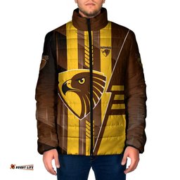 Personalized Hawthorn Hawks Padded Jacket Modern Geometric Sports Graphic Style TS04