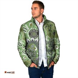 Personalised NAIDOC Week 50 Years Deadly Always Padded Jacket Green Aboriginal Artwork Dot Painting LT9