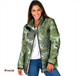 Personalised NAIDOC Week 50 Years Deadly Always Padded Jacket Green Aboriginal Artwork Dot Painting LT9