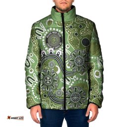 Personalised NAIDOC Week 50 Years Deadly Always Padded Jacket Green Aboriginal Artwork Dot Painting LT9