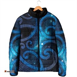 New Zealand Maori Matariki Padded Jacket Galaxy Kowhaiwhai LT7