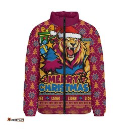 Brisbane Lions Padded Jacket Festive Holiday Merry Christmas Vibe