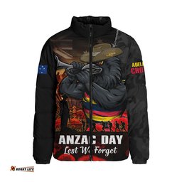 Adelaide Crows Padded Jacket ANZAC Day Lest We Forget Red Poppy And Honor The Brave Tribute
