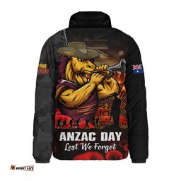 Brisbane Broncos Padded Jacket Anzac Day Rising Dawn Ceremony Lest We Forget Courage