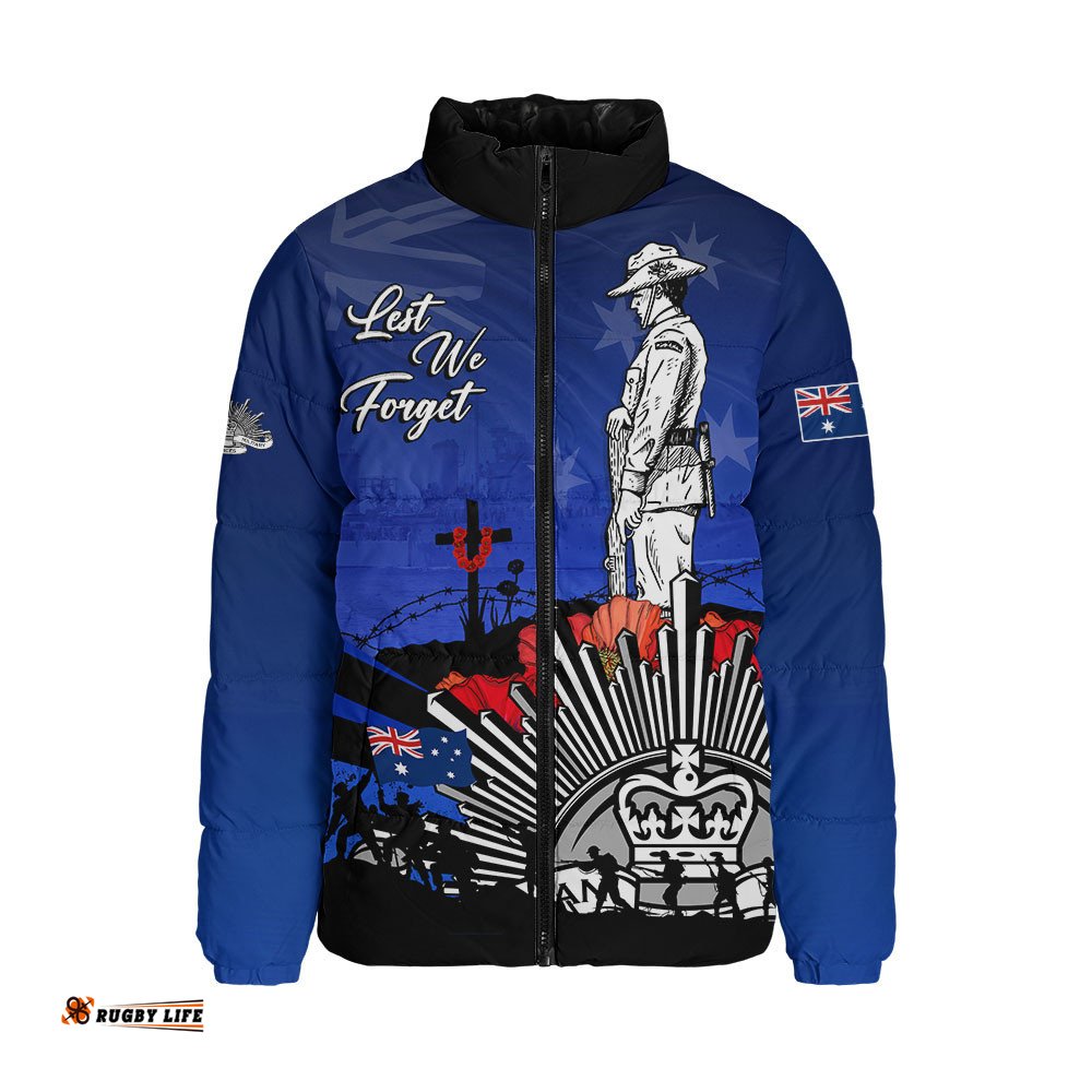 Australia Padded Jacket Anzac Day In Memory Of Brave Servicemen