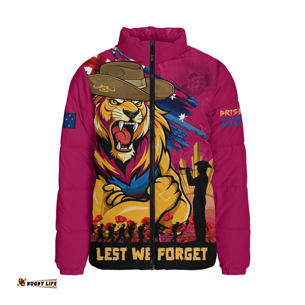 Brisbane Lions Padded Jacket ANZAC Inspired Football Fan Memorial Design