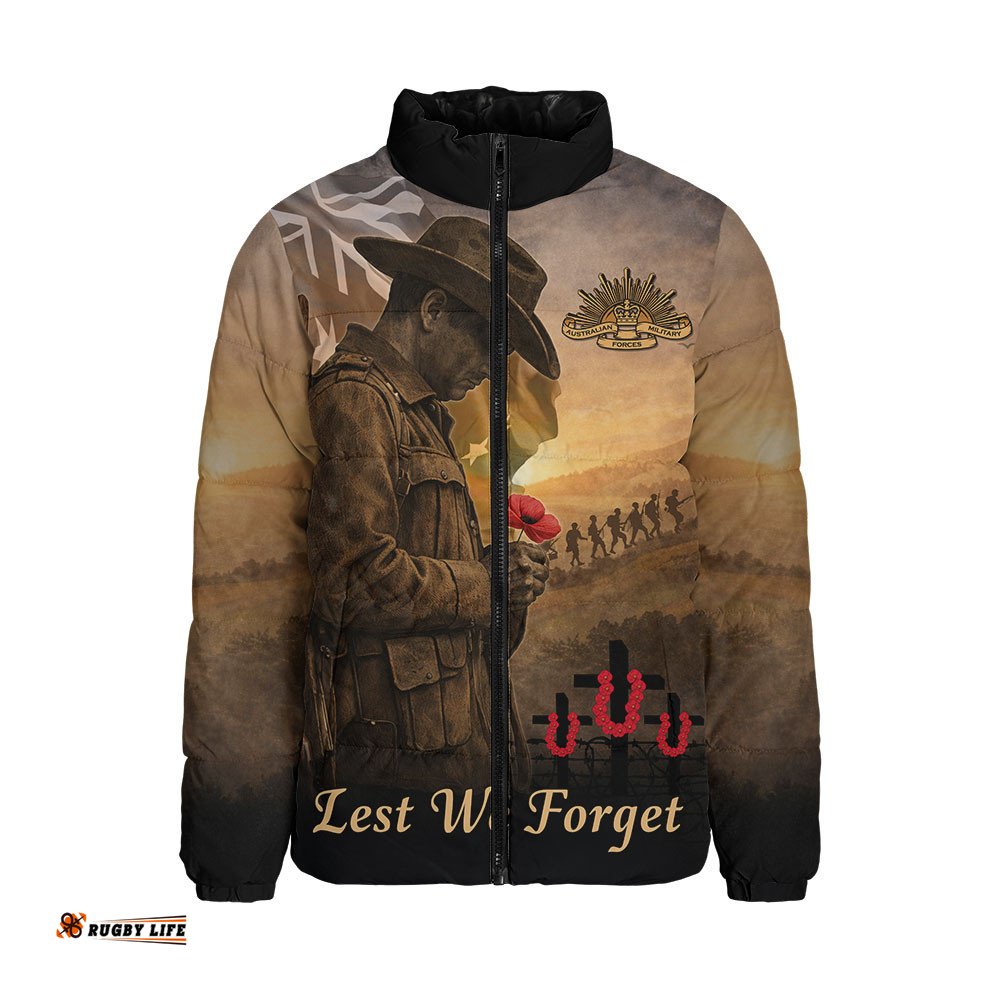Australia Padded Jacket Anzac Day At Dawn We Remember