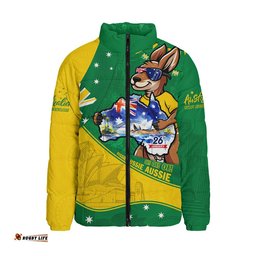 Australia Padded Jacket Australia Day Kangaroo Green Gold Spirit 26 January Holiday