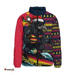 Adelaide Crows Padded Jacket Christmas Holiday Santa Rides The Waves