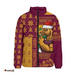 Brisbane Broncos Padded Jacket Christmas Magic Knit Style Winter Glow