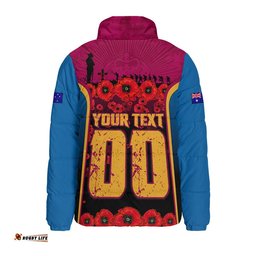 Brisbane Lions Padded Jacket Lest We Forget In Eternal Honor And Duty