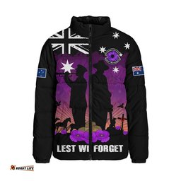 Australia Padded Jacket Anzac Day Remembering Service Animals Sacrifice